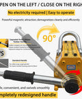 Heavy Duty Neodymium Lifting Magnet With Quick Snap Action Handle For Steel Plates And Shop Cranes Built Like A Tank For Rock Solid Performance At Four Thousand Four Hundred Pound Pull showing upgraded rubber handle for ergonomic grip.