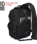 Rugged Tactical Sling Bag For EDC Gear Crossbody Chest Pack With MOLLE System 600D Nylon Water Resistant Dual D Rings US Flag Patch Black Edition