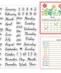 Clear Calendar Date Number Stamps For Card Making And Bullet Journaling Premium Transparent Silicone Stamps on a sheet with calendar cards.