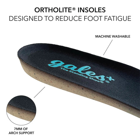 Ortholite insole of All Day Slip Resistant Comfort Work Shoe For Nurses And Chefs with arch support detail.