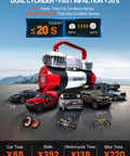 6X Faster Inflation Digital Dual Cylinder Portable Air Compressor 12V Metal Tire Inflator with vehicles and inflatables