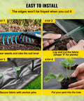 Instructions for installing Heavy Duty Weed Barrier Fabric 4 By 300 Feet Woven Landscape Ground Cover For Gardens And Lawns Tough As Nails Weed Control Geotextile Mat Black Yard Shield For Sun And Rain