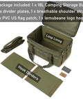 18L Tactical Camping Storage Bag with Shoulder Strap and Utility Tote, open showing loop lining and hook dividers