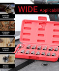 15 Piece Upgrade Screw Extractor Set For Removing Broken Bolts And Studs With Multi Spline Heads Direct Wrench Use Three Eighth Inch Drive Easy Out Bolt Remover Kit in red case, opened showing extractors.