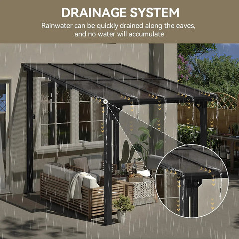 8x10 Foot Wall Mounted Gazebo Pergola For Patio Deck Backyard Heavy Duty Outdoor Shelter With Sloped Roof Black On Clearance