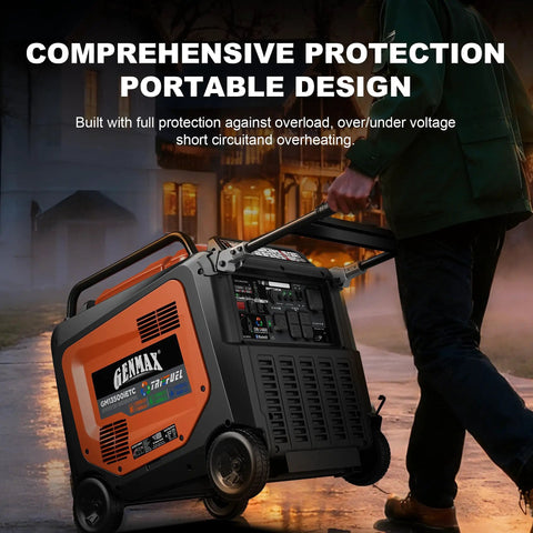 Heavy Duty Tri Fuel Inverter Generator Pumps Out 13500 Peak Watts with portable design and safety features, used for home backup and tailgating.