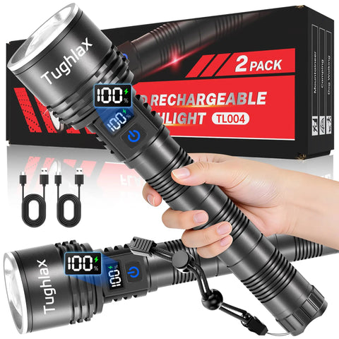 Rechargeable High Lumens LED Flashlights 2 Pack