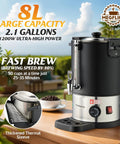 8L fast-brewing coffee urn with thickened thermal sleeve on outdoor table