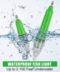 Four Pack Deep Water LED Fishing Light Kit with Beast Mode 360 Degree Green Steady On Glow Waterproof Night Lure Lights submerged