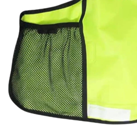 Close-up of mesh pocket on Neon Yellow Snorkel Vest With Pockets for Adults High Visibility Adjustable Buoyancy Oral Inflator
