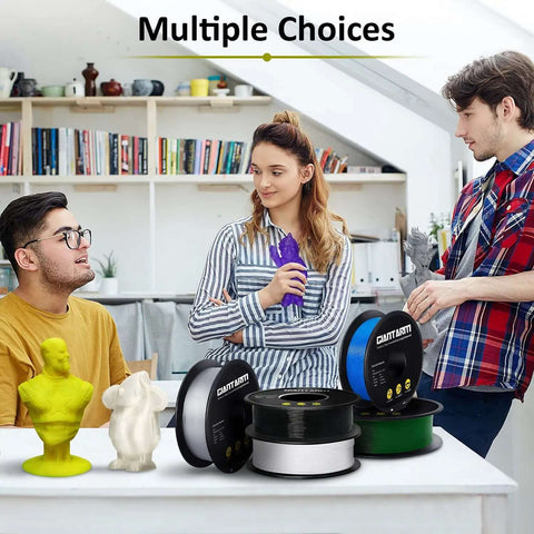 Group discussing Clear PETG Filament 1.75mm 1kg spool for 3D printing, various colors, tight dimensional tolerance, vacuum-sealed
