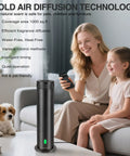 Mother and daughter using No Water Needed Scent Diffuser Starter Kit For Home And Hotel with dog nearby.