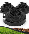 1.5 Inch Tall Landscape Edging Kit With 33 Ft Per Piece, 3 Pack Includes 120 Spikes, No Dig Lawn Border For Flower Beds