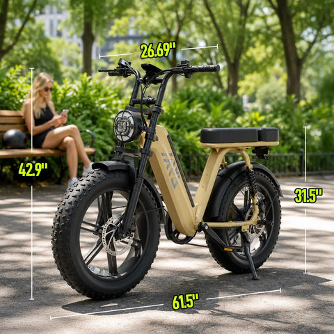 All Terrain Fat Tire Electric Bike For Adults With 1500W Peak Motor 48V 15Ah Removable Battery in park setting