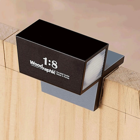 Heavy Duty Aluminum Dovetail Saw Guide With One To Eight Hardwood Angle And Knockout Magnetic Layout Tool for precise joinery on wood.