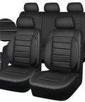 Pure black leather seat covers full set, universal water resistant with 3D foam back support for SUV sedan van all season.
