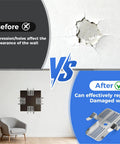 Before and after drywall repair showing 20 Pack Drywall Repair Clips With 40 Stainless Steel Screws for effective wall fix.