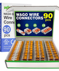 221 Series 90-Piece Compact Splice Wire Connector Set With See-Through Levers in open box, includes 221-2401, 221-412, 221-413, 221-415.