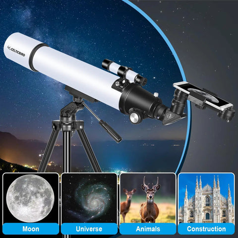 High Powered Travel Telescope For Adults With 80mm Aperture And 900mm Focal Length Beginner Friendly Astronomy Gift Refractor