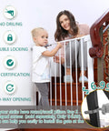 Heavy Duty Pet Safety Gate With Auto Close, Extra Tall And Wide 29.5 To 51.5 Inch Adjustable Range in use by child and adult