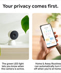 Indoor Nest Security Camera 1080p Wired 2nd Generation Snow Color With Smart Motion Detection; app-controlled view display