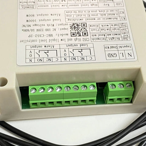 Automatic Water Level Controller For Tanks With Two Non Contact Water Level Sensors, 1 Meter Cable, close-up view of connections
