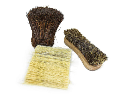 Heavy Duty Wooden Scrub Brush Set 12 Pack Stiff Palmyra Bristles for tough cleaning on various surfaces.