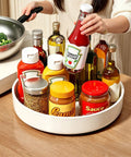 Boost Your Pantry Game With This 11 8 Inch Lazy Susan Turntable Game Changer featuring various condiments in a white circular organizer.