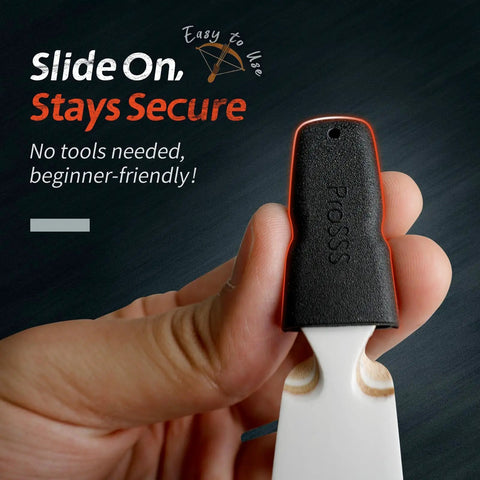 Close-up of a hand holding a black Recurve Bow Tip Protector Pack 2 Or 4, soft silicone limb guard with vent holes.