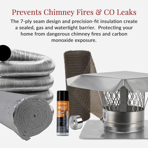 Heavy Duty Smooth Wall Flexible Chimney Liner Insert Kit With Premium Insulation 316 Stainless Steel for Fireplace Flue Vent components