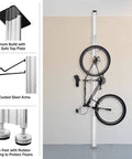Aluminum ceiling bike rack with adjustable height mount for two bikes heavy duty garage storage and display stand up to 200 lbs protects ceiling with top plate easy install