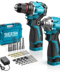 Kick Ass Cordless Drill And Brushless Impact Driver Power Tool Combo Kit For Home Diy Tasks includes drill, impact driver, bits, and charger.