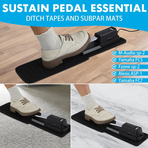Anti Slip Sustain Pedal Mat For Digital Pianos, 4 Inch By 12 Inch Foot Pad, Non Slip Underfoot Support For Carpet Or Hardwood Floors