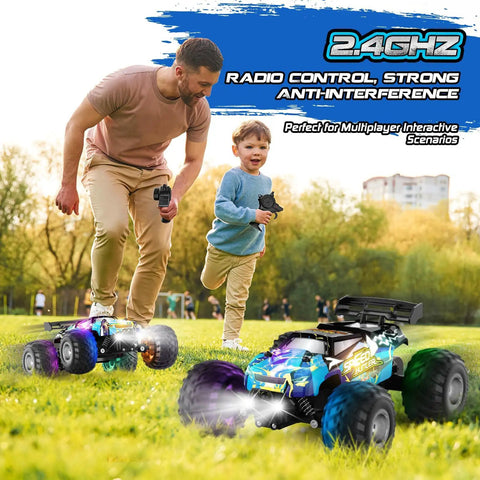 Rad 2WD Off Road RC Truck With Bright LED Headlights And Body Lights All Terrain Remote Control Car Reaches 20 KMH 2.4GHz