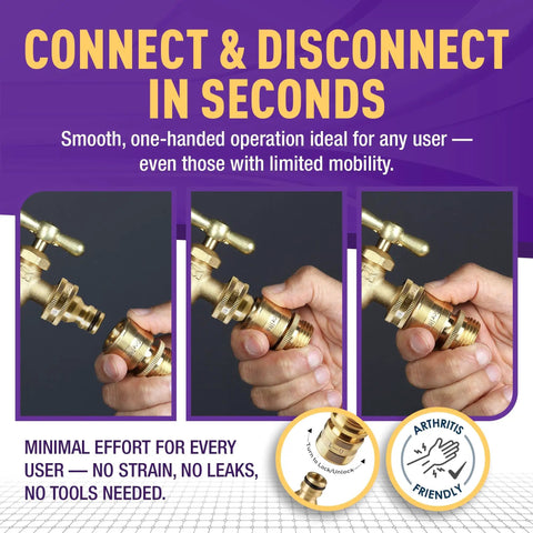 Easy Connect Low Lead Locking Garden Hose Quick Connect Fittings 3/4 Inch GHT Solid Brass Leak Proof Up To 200 PSI installation steps