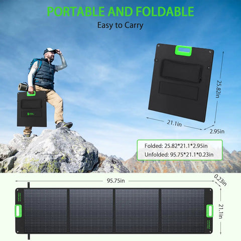 Man carrying Portable Power Station 2400W Solar Generator With 2x200W Foldable Solar Panels for outdoor use