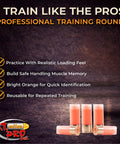 12 Gauge Snap Caps Five Pack Inert Training Rounds For Dry Fire Reloading And Malfunction Drills With Real Brass Casing And Bright Orange UV Insert Veteran Owned Made In USA Safe And Reusable, displayed with training tips