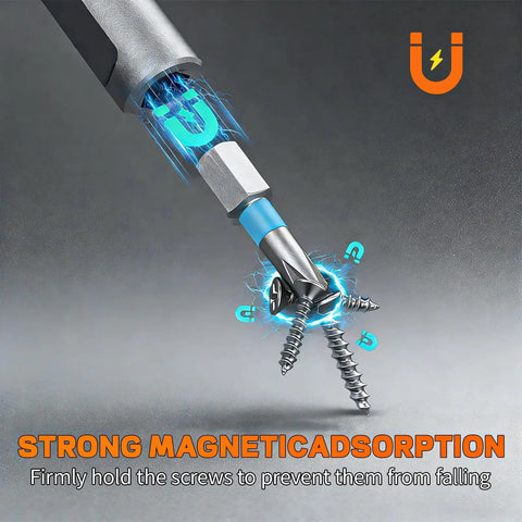 24 In 1 Magnetic Ratchet Screwdriver Set Featuring Detachable Handle And Integrated Mini Wrench showing strong magnetism holding screws firmly.