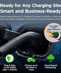 Level 2 Commercial EV Charger With 11.5kW Hardwired Or 9.6kW Plug-In, max output illustration, J1772 cable, for hotels or apartments.
