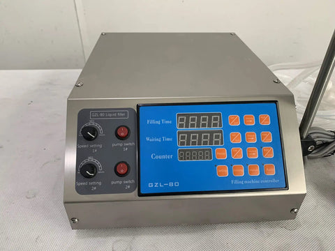 Control panel of Heavy Duty Shop Grade Eight Head Digital Liquid Filling Machine Featuring Slick Diaphragm Pump For CBD Tinctures MCT Elixirs And Craft Beverages On 110V.