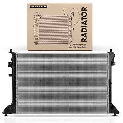 Top Tier Engine Coolant Radiator Assembly For Genesis GV60 2023 2024 And Hyundai Ioniq 5 2022 2024 Direct Bolt Installation front view with packaging.