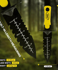 Carbon Steel Metal Detecting Shovel Set With Spade And Hand Digging Tool Pouch Bag shown with measuring markings in forest