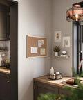 Cork Bulletin Board 18 By 24 Inches With Light Birch Wood Frame For Office Or Classroom Wall above kitchen counter.