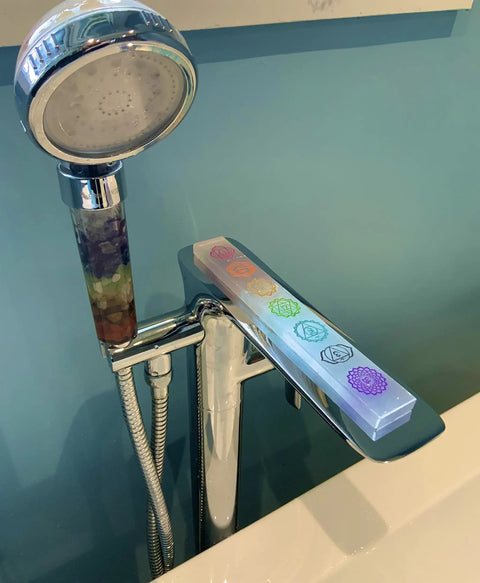Crystal Chakra Shower Head with High Pressure Flow For Anxiety Relief, Relaxation, and Self Care, LED Mood Lighting