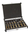 Beefed Up 8 Piece High Speed Steel Drill Bit Set With Reduced Shank 9 16th To 1 Inch 135 Degree Split Point Black And Gold Finish M2 HSS