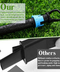 Close-up of 60 Piece Drip Irrigation Fittings Kit With 30 Connectors And 30 End Caps For 5/8 Inch Tubing Blue in use on grass