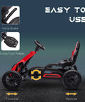 Kid Pedal Go Kart For Outdoors With Adjustable 4 Position Seat Swing Axle Handbrake And Non Slip EVA Wheels