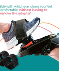 Toe Cages For Peloton Bike And Bike Plus Pedals Let You Ride In Sneakers No Fuss Shoes Delta Pedal Converter in use on a sneaker