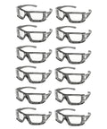 Oversized Anti Fog Safety Goggles Featuring Vented Temple Slots And Hella Soft Eva Foam Seal For No Sweat Wraparound Vision And Knockout Job Site Protection Pack Of Twelve, arranged in two rows.