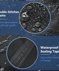 Heavy Duty Waterproof 4 Piece Patio Furniture Covers Set close-up of double-stitched seams and waterproof sealing tape with rain drops